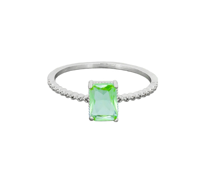Silver Green Crystal Ring