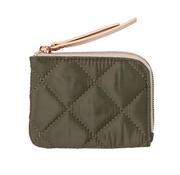 Quilted Nylon Corner Purse - Olive Green