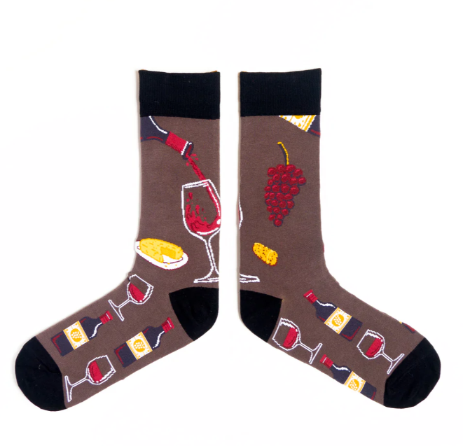 Spencer Flynn Men's Socks - Wine & Cheese -  Favourite Past Time