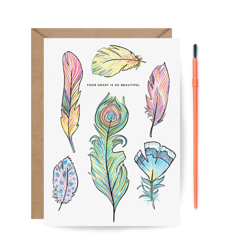 Paint With Water Feathers Card