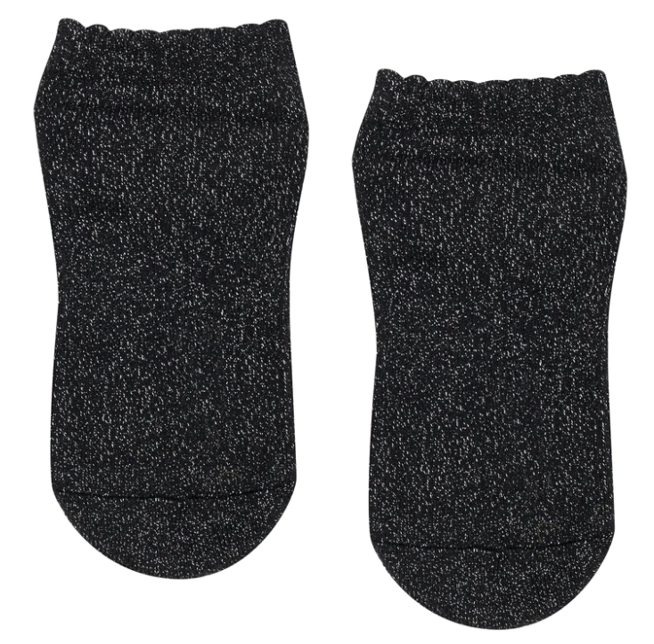 Classic Low Rise Grip Socks - Black Sparkle Frill
