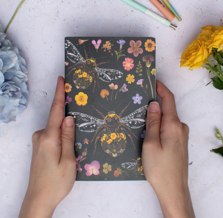 Three Bumblebees Stitched Notebook