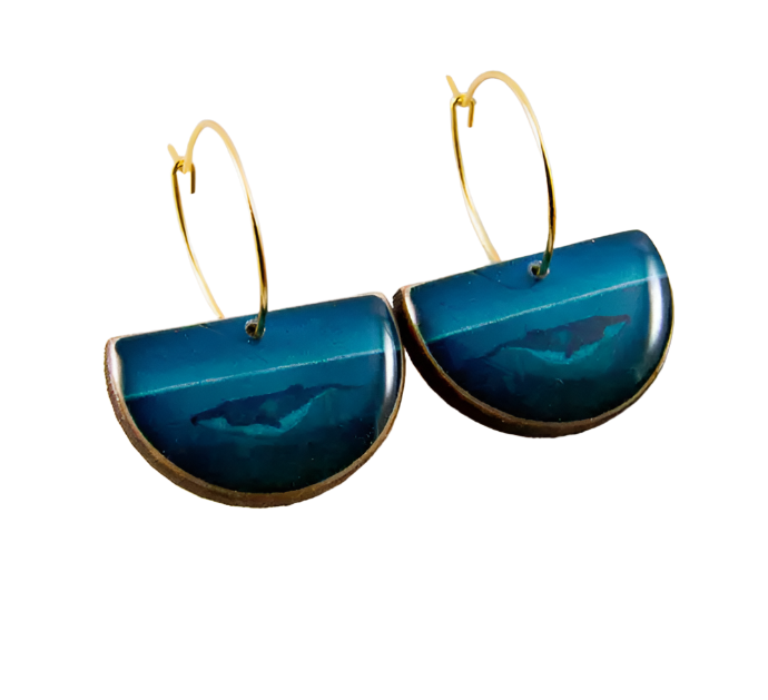 Drop Hoop Earrings - Ocean Whale