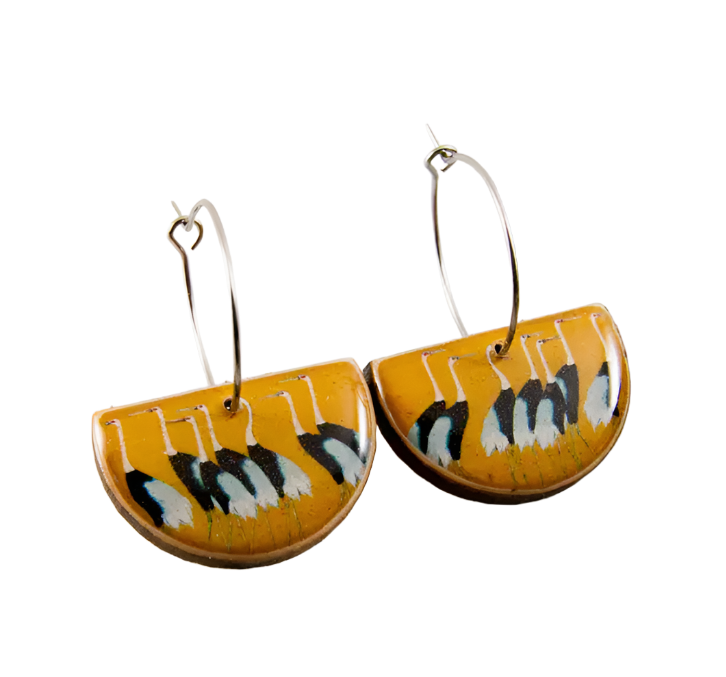 Drop Hoop Earrings - Japanese Herron