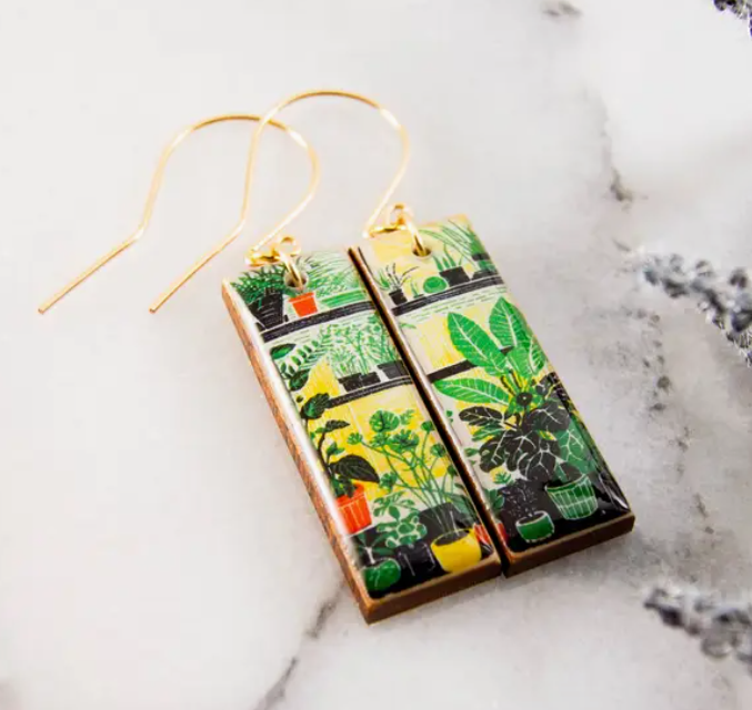 Rectangle Drop Earrings - Plant Shop Window