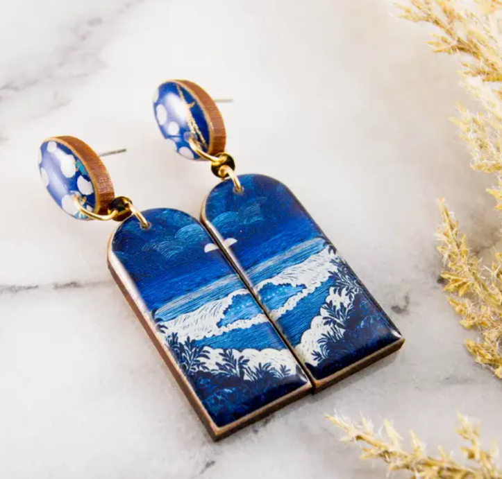 Drop Stud Earrings - Blue Beach