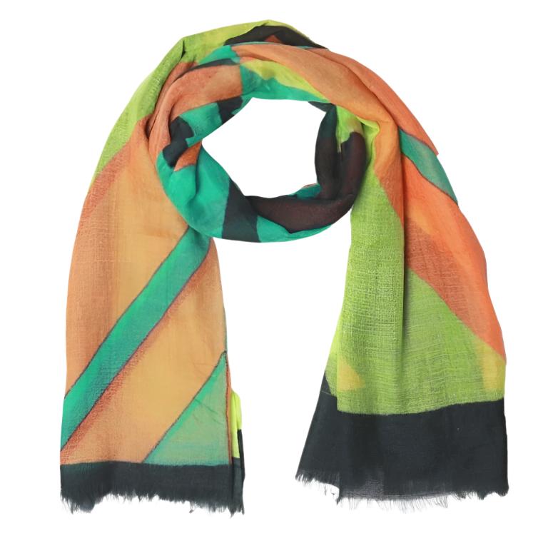Merino Silk Scarf - Angular Lines