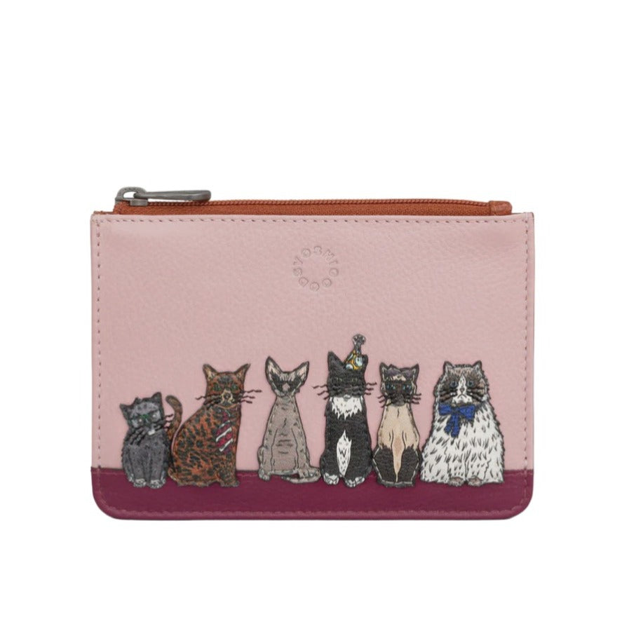 Zip Top Leather Purse - Party Cats
