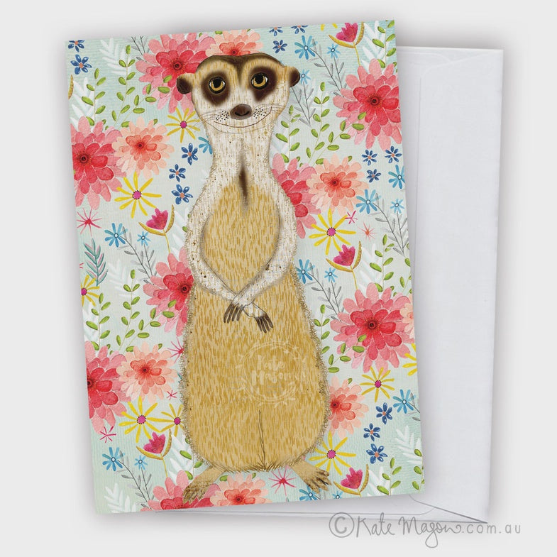 Meerkat Fancy Floral Greeting Card