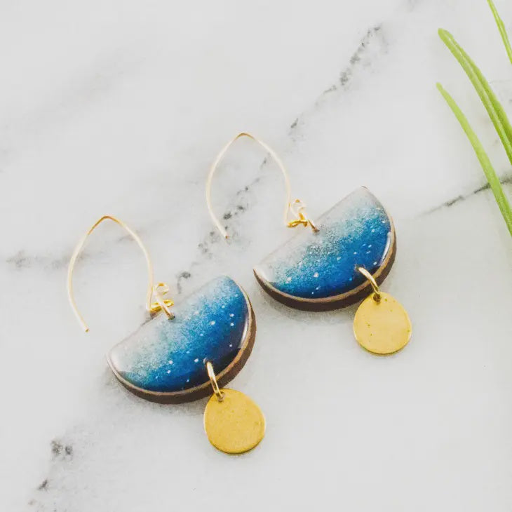 Half Circle Raindrop Earrings - Blue Ombre