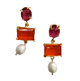 Audrina Gem Earrings - Red