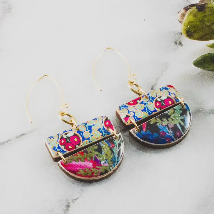 Stacked Earrings - Bold Watercolour Floral