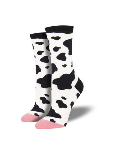 Ladies Socks - Moooo White