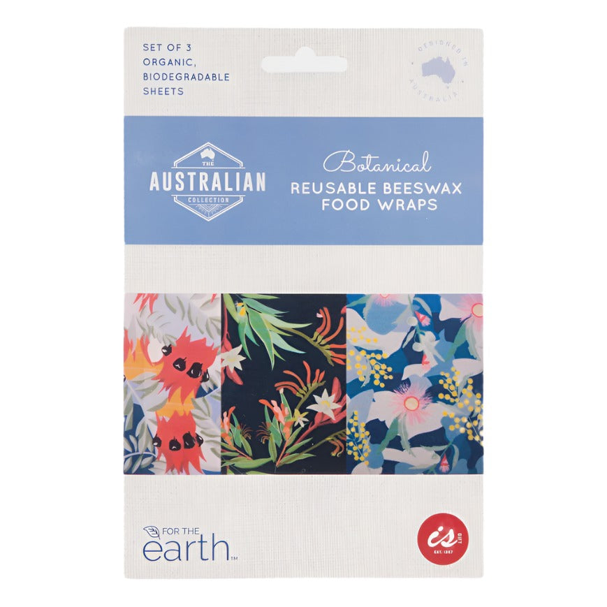 Australian Collection Reusable Beeswax Food Wraps (Set of 3) - Botanical