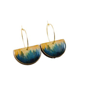 Drop Hoop Earrings - Watercolour Forest