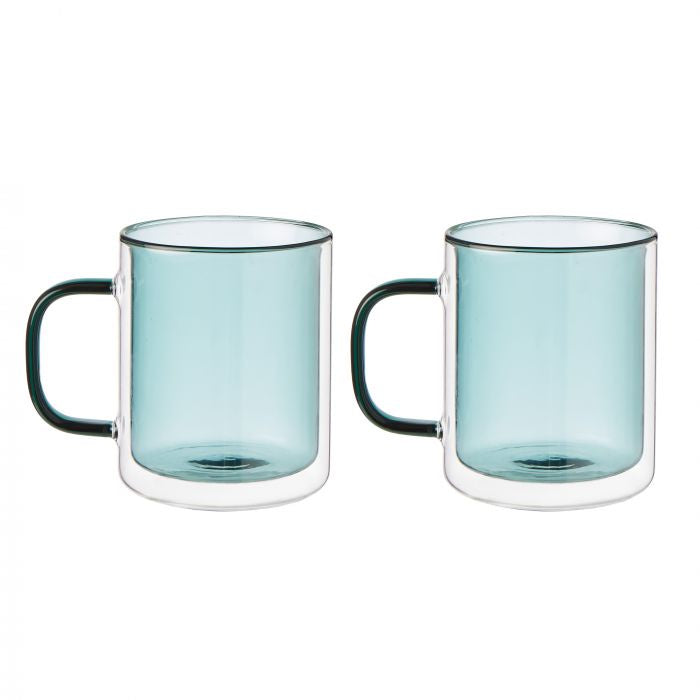 Coloured Double Wall Glasses Set of 2 - Green