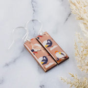 Rectangle Drop Earrings - Mid Century Birds