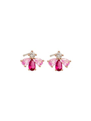 Princess Bee Stud Earrings, Pink - Gold