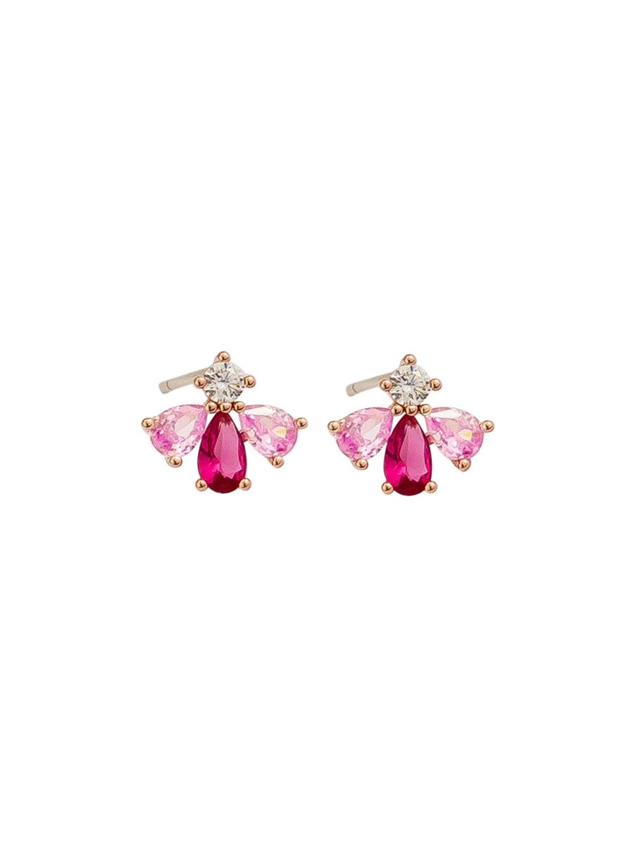 Princess Bee Stud Earrings, Pink - Gold