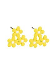 Daisy Posey Stud Earrings, Lemon - Silver