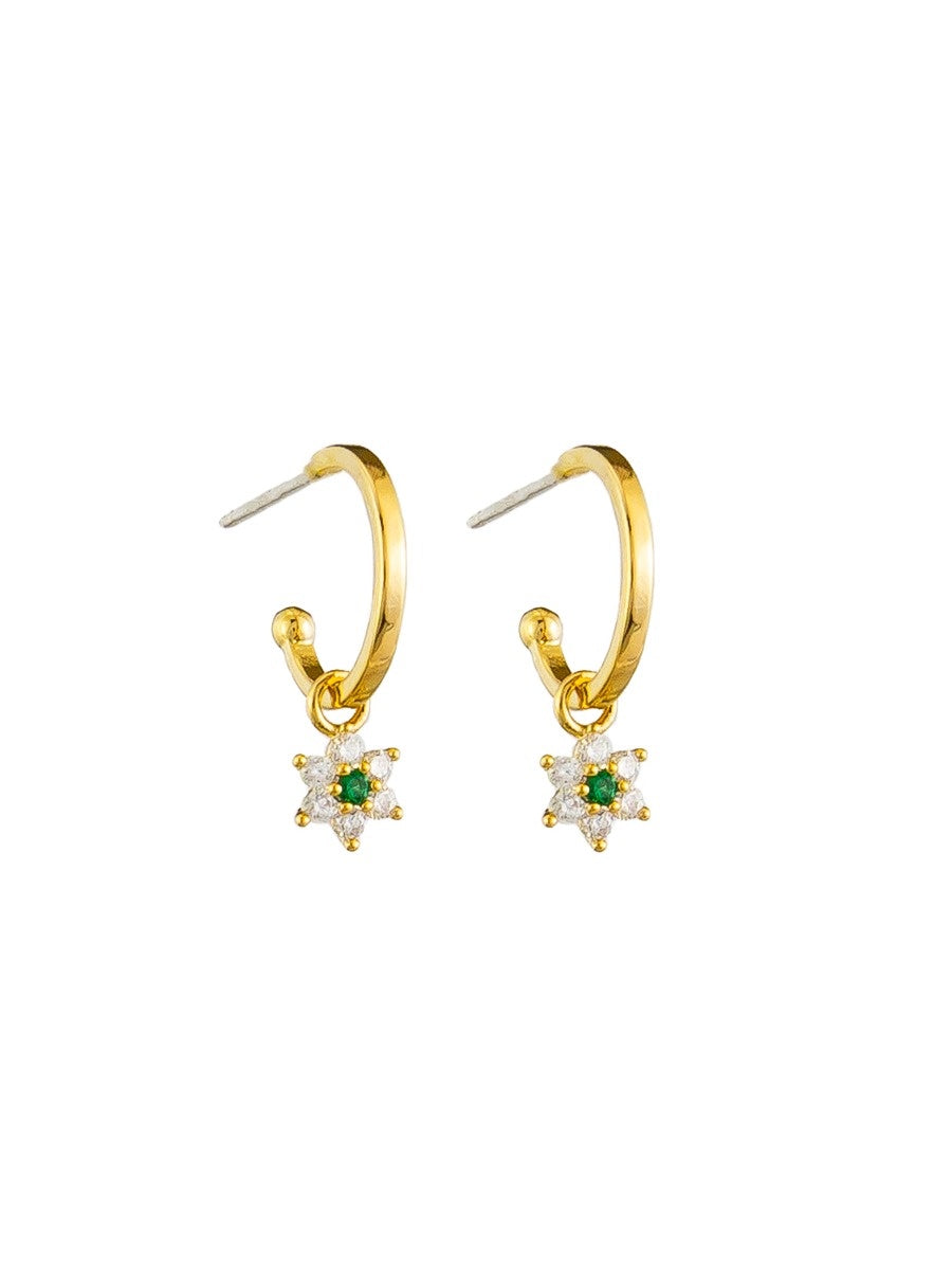 Mini Star Crystal Drop Stud Earrings - Gold