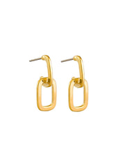 Double Rectangle Drop Stud Earrings - Gold