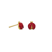 Ladybird Stud Earrings, Red - Gold