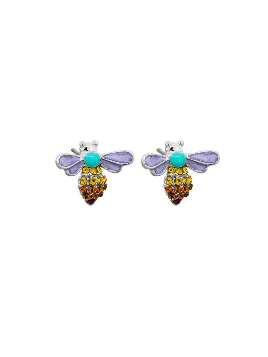 Busy Bee Stud Earrings, Multi - Silver