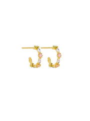 Dainty Rose Quartz Crystal huggie - Gold