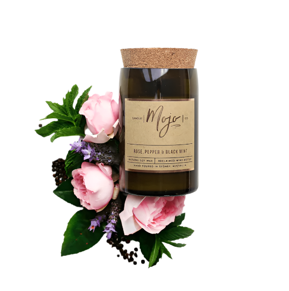 Wine Candle - Rose, Pepper, Black Mint