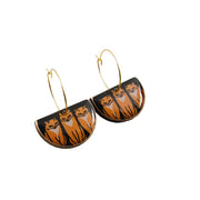 Drop Hoop Earrings - Vintage Orange Cats