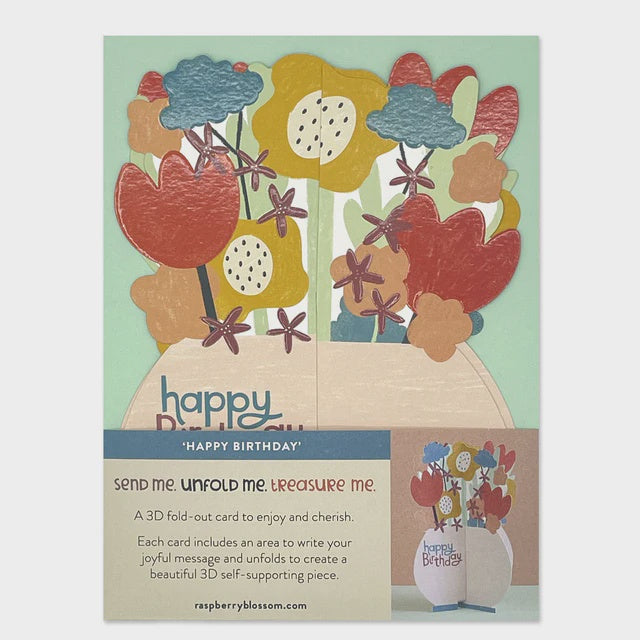 Happy Birthday Flowers In Vase 3D Card