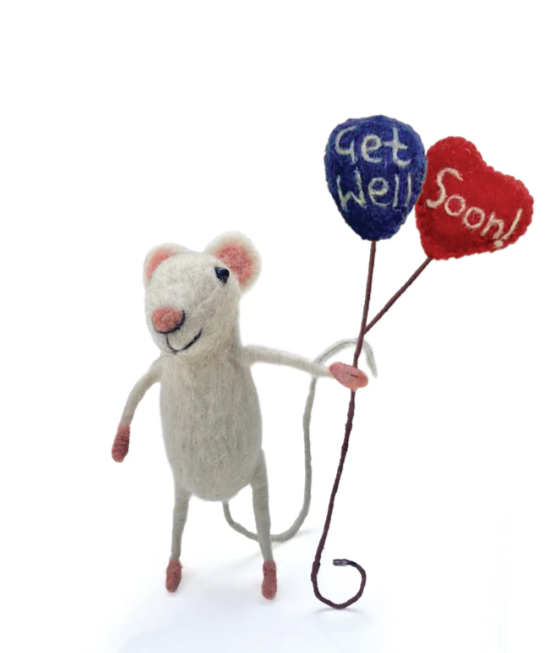 Felt Mouse - Get Well Soon with Balloons