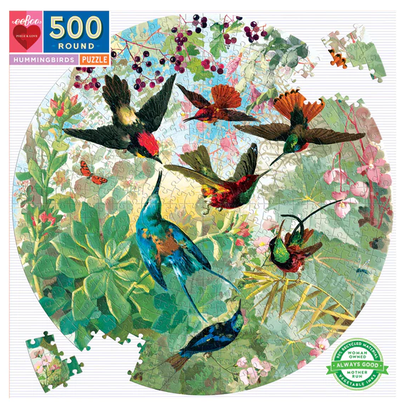 500pc Puzzle Round - Hummingbirds