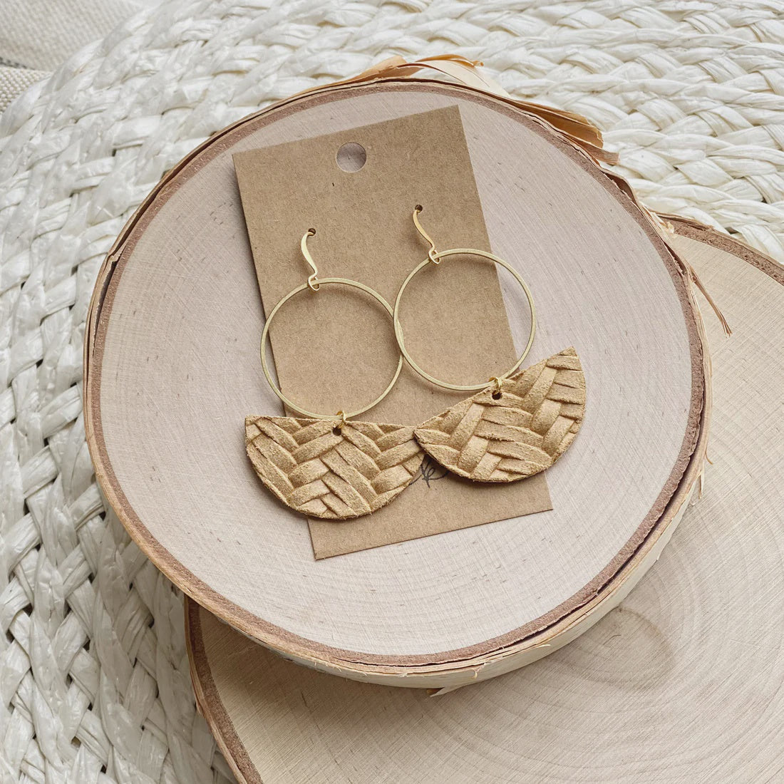 Canyon Hoop Earrings - Latte Braid