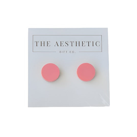 Acrylic Dot Stud Earrings - Peach Pink