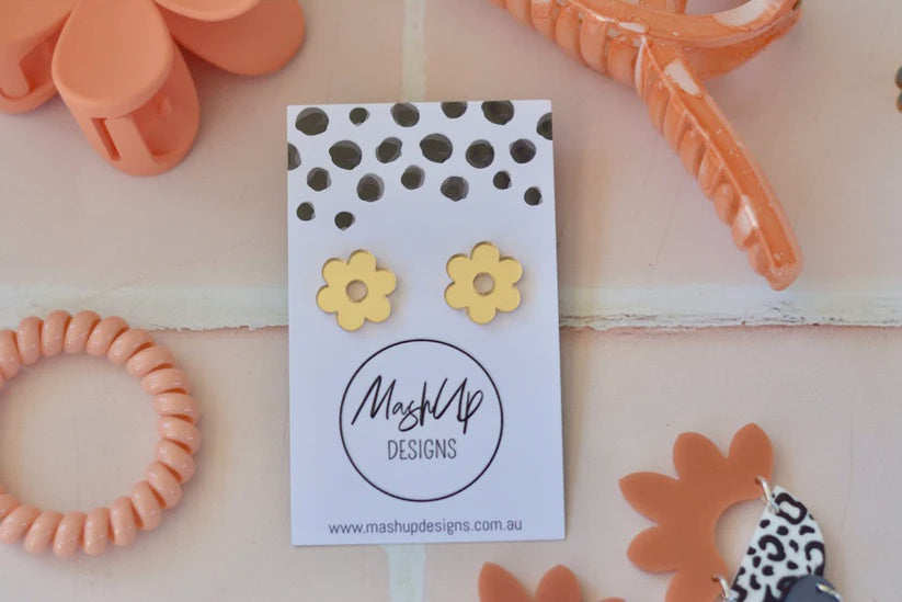 Gold Mirror Tina Flower Studs