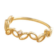 Leaf & Crystal Ring in Gold