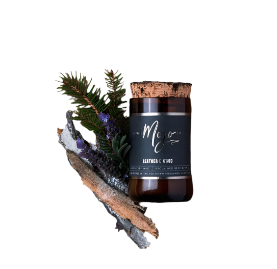 Beer Candle - Leather & Wood