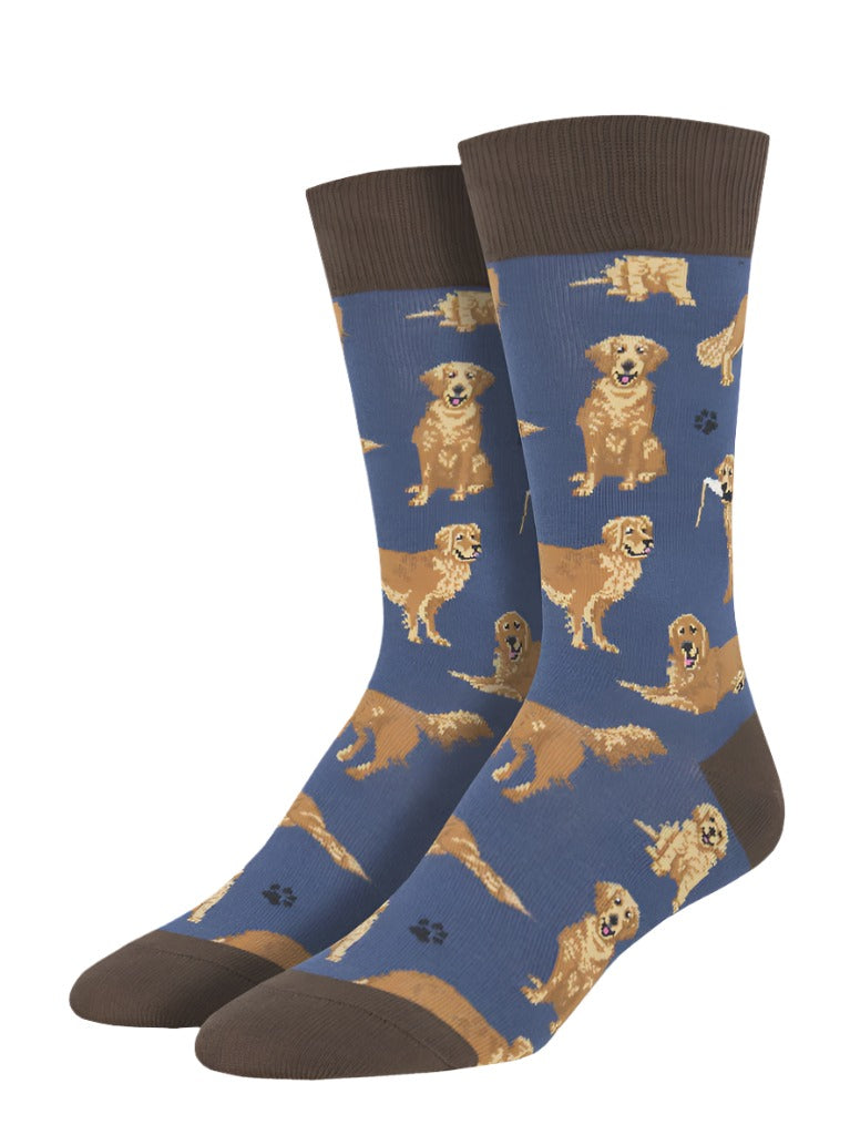 Men's Socks - Golden Retriever Blue
