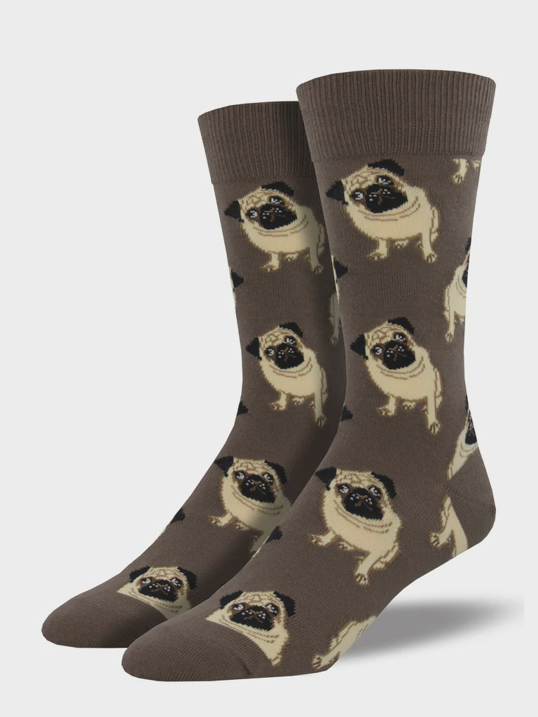 Men's Socks - Pugs Brown