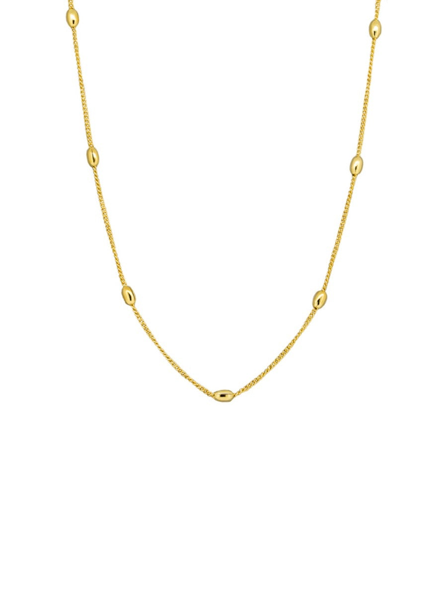 Bead & Chain Necklace - Gold