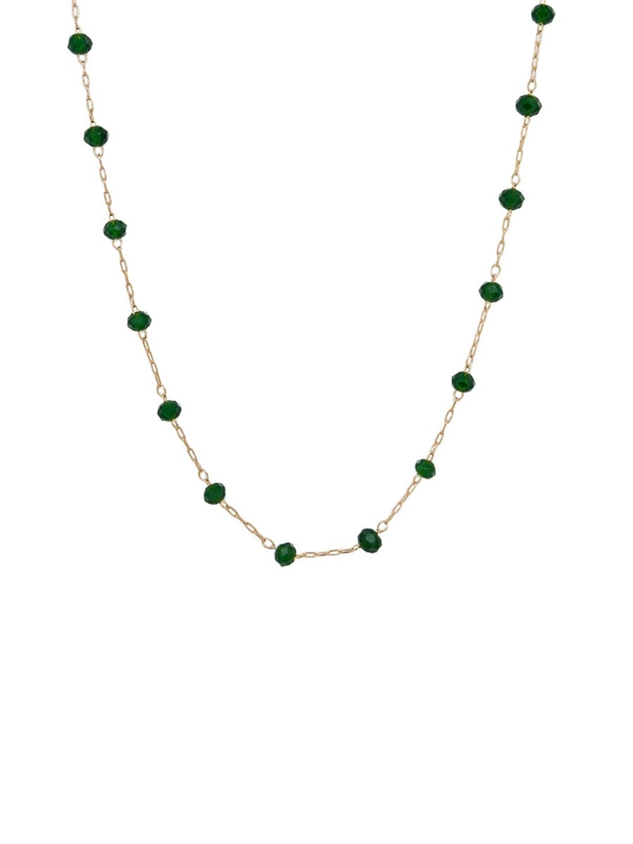 Sophia Necklace, Emerald - Rose Gold