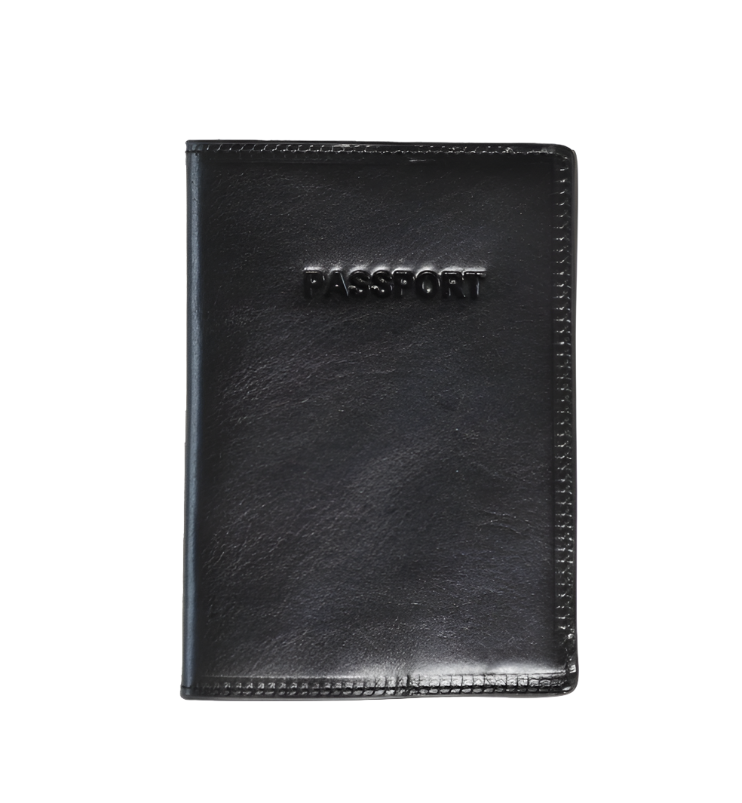 Leather Passport Holder - Black