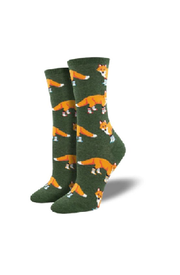 Ladies Socks - Socksy Foxes Green