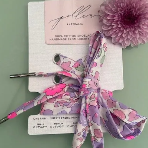Liberty Print Shoelaces (L) - Betsy Pink Neon