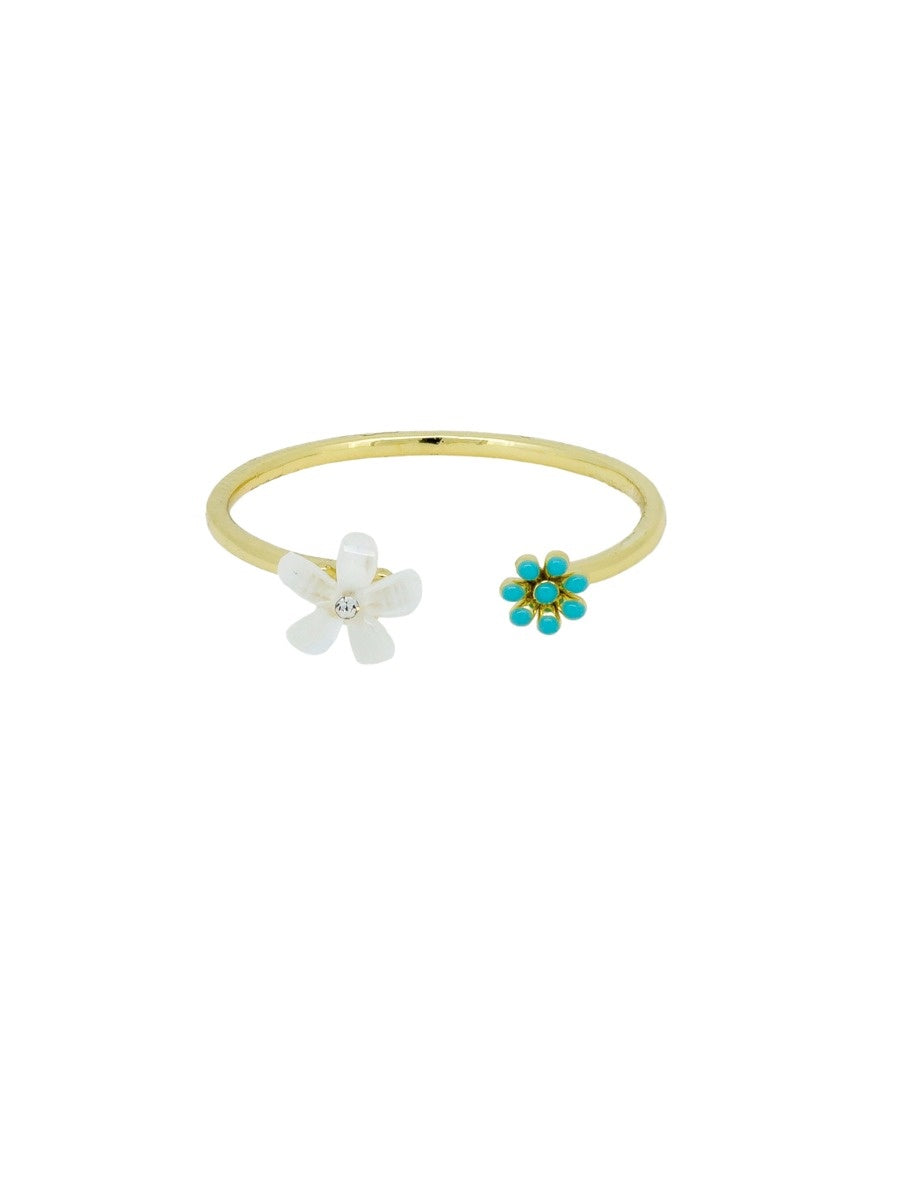Gold Double Flower Open Ring