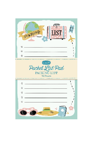 Pocket List Pad - Packing List
