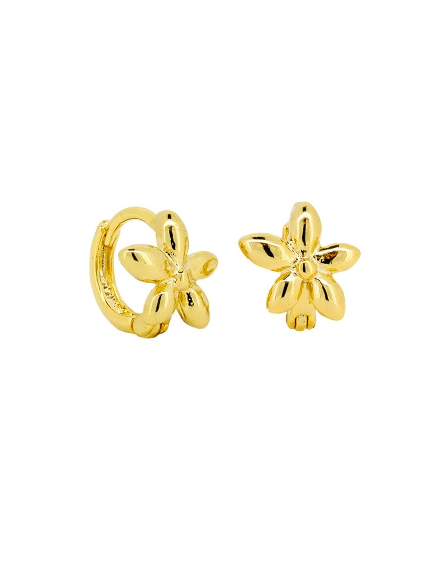 Flora Huggie Stud Earrings - Gold