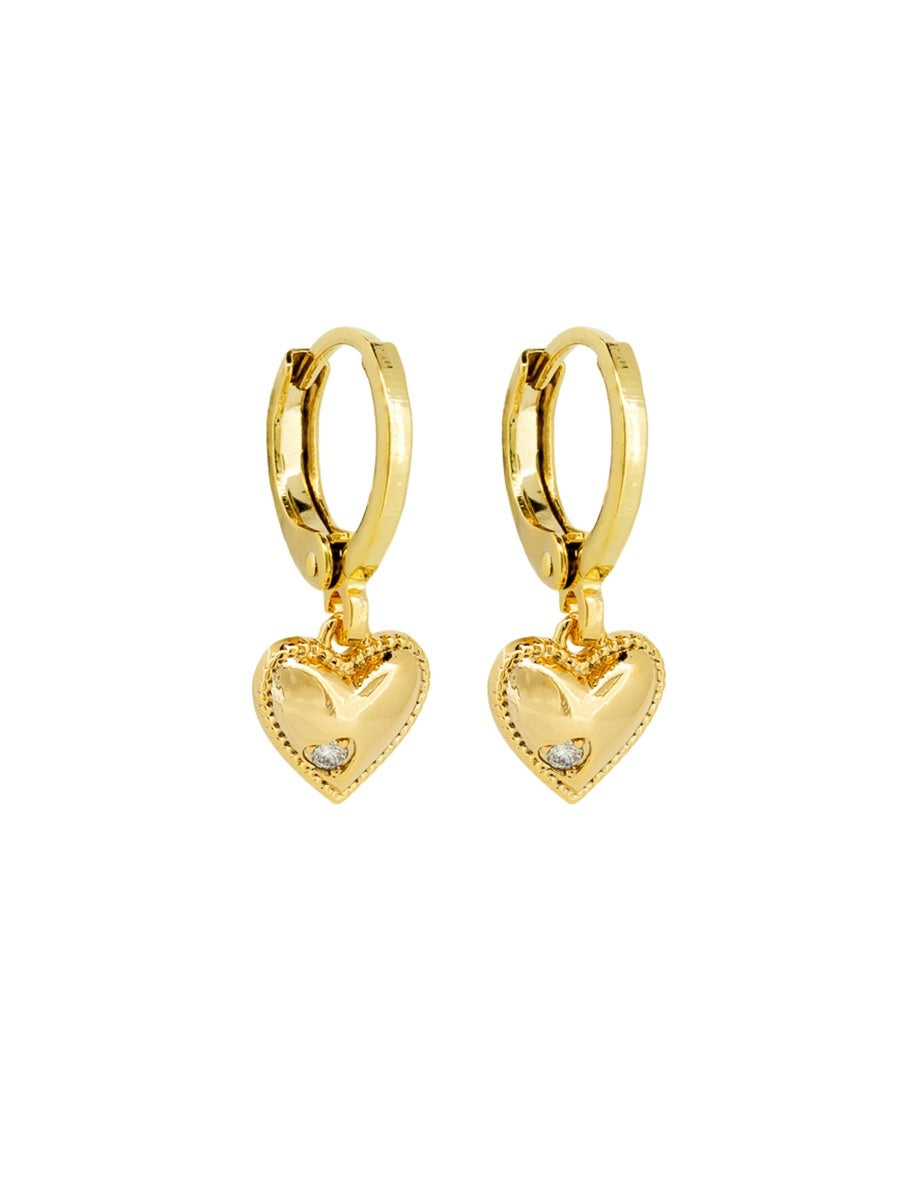 Annie Heart Huggie Earrings - Gold